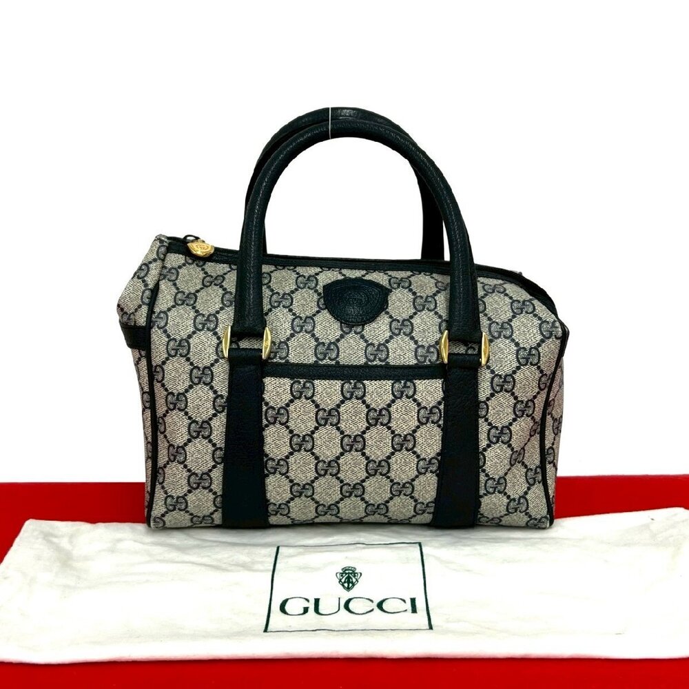 GUCCI GG leather Boston Navy Blue